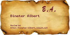 Bineter Albert névjegykártya